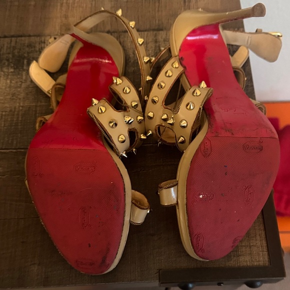 Christian Louboutin Tan Studded Heels - Picture 10 of 12